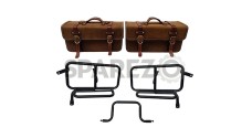 Royal Enfield Interceptor 650 Pannier Rails & Bags Brown Tan Pair - SPAREZO